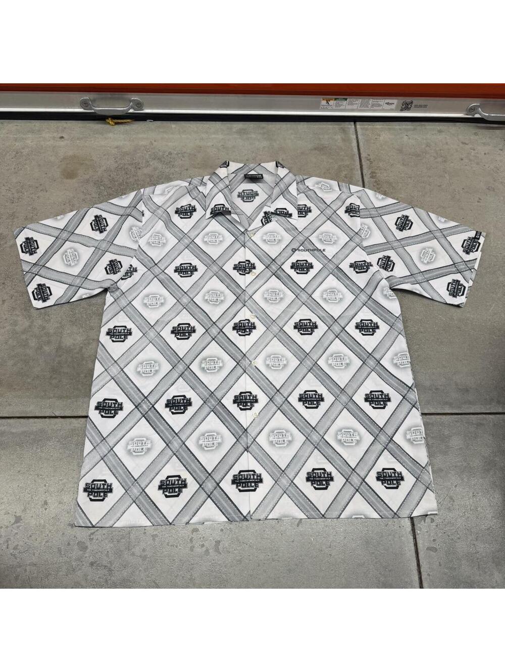 vintage southpole white and grey button down shirt size xxl